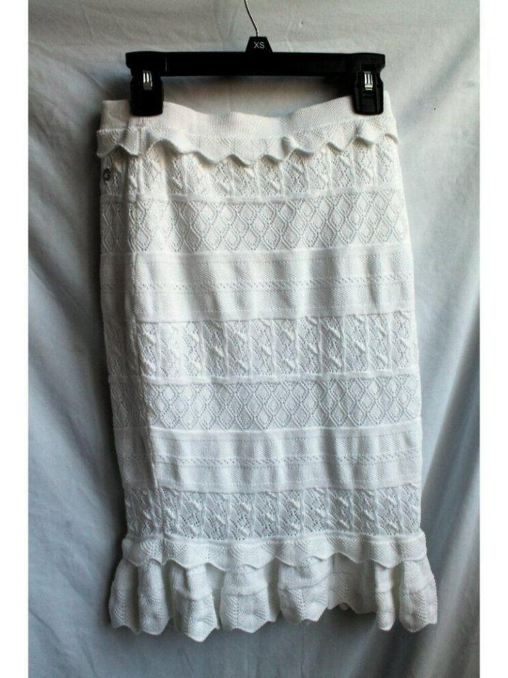 GUESS Pointelle Deeta Skirt Size XS white with pointelle stitching